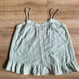 Edition tank top eyelet lace floral detailing ruffle hem 100 % cotton boho